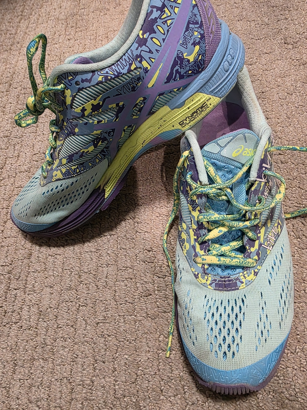 ASICS Women's Light Blue, Purple & Yellow Athletic Running Shoes